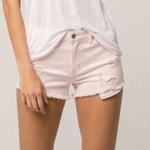 NWT trendy BLUSH Mid Rise  Ripped Denim Shorts
